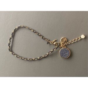 Vintage Druzy Gold Tone Thread Chain Bracelet 7” with 1” Extender Signed